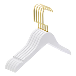 10 Cabide Branco Infantil Bebe Madeira Gancho Ouro Luxo