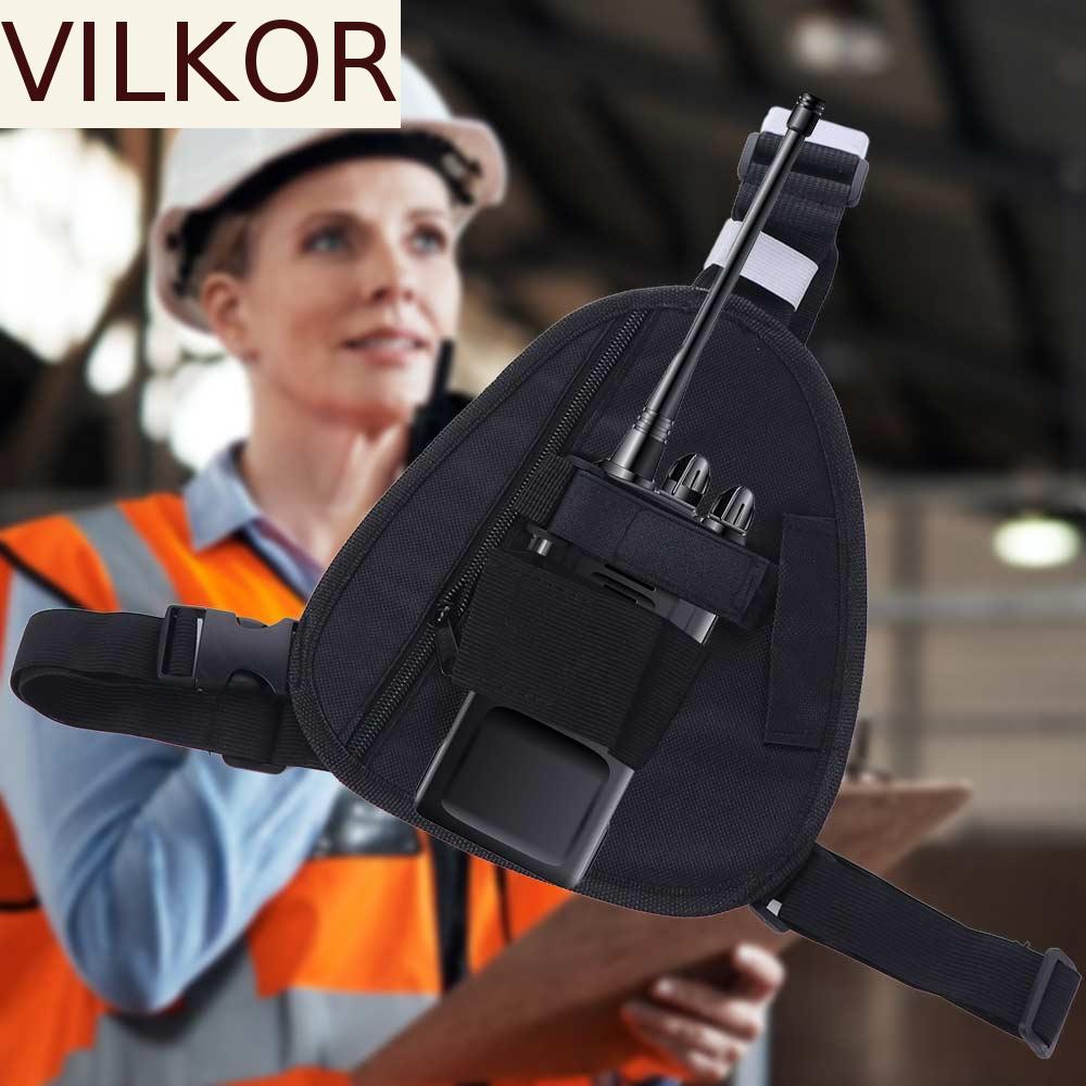 Pacote De Arnês Para Rádio VILKOR , Bolsa Multifuncional Ajustável Walkie Talkie Preta Interfone