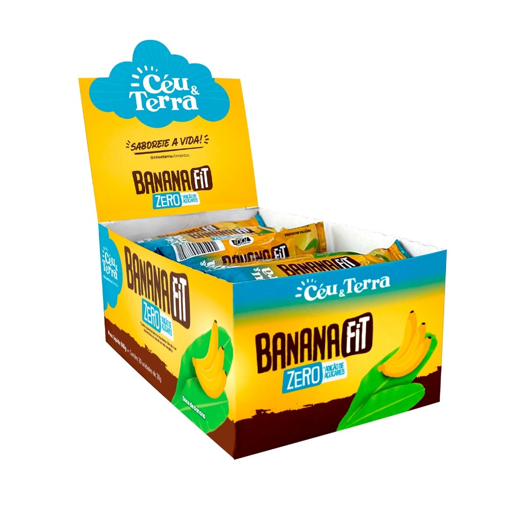 Barrinha Doce de Banana Fit Zero Adição de Açúcar 28g Céu e Terra Display 20 Und