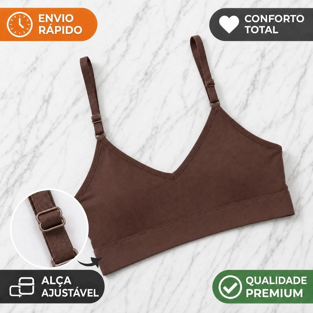 Kit 3, 2 ou 1 Unidade Sutiã Top Feminino Reforçado Poliéster Alças Reguláveis Bojo Removível — imagem 2 de 2
