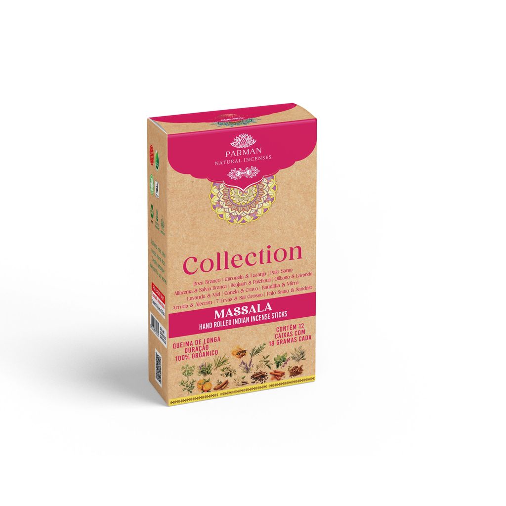 Incenso Orgânico Aromas Variados Sem Carvão 72 Varetas 12 Caixas Parman