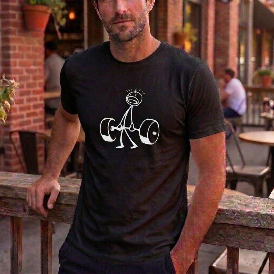 Camiseta Masculina Estampada Academia Fitness Divertida Casual Básica Confortável Moda Streetwear Estilo Urbano