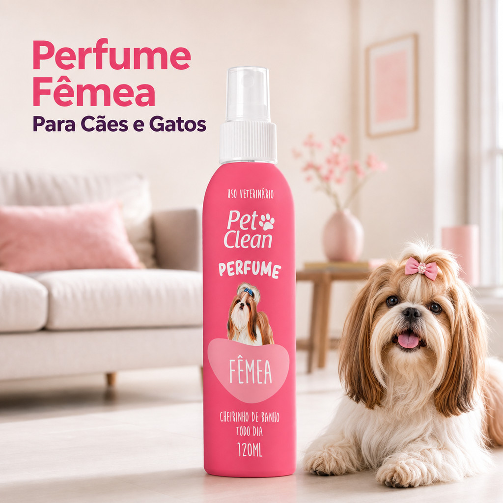 Perfume Para Cachorro e Gato Colônia Para Pets Perfume Cheiroso Para Cachorro Fêmea 120ml