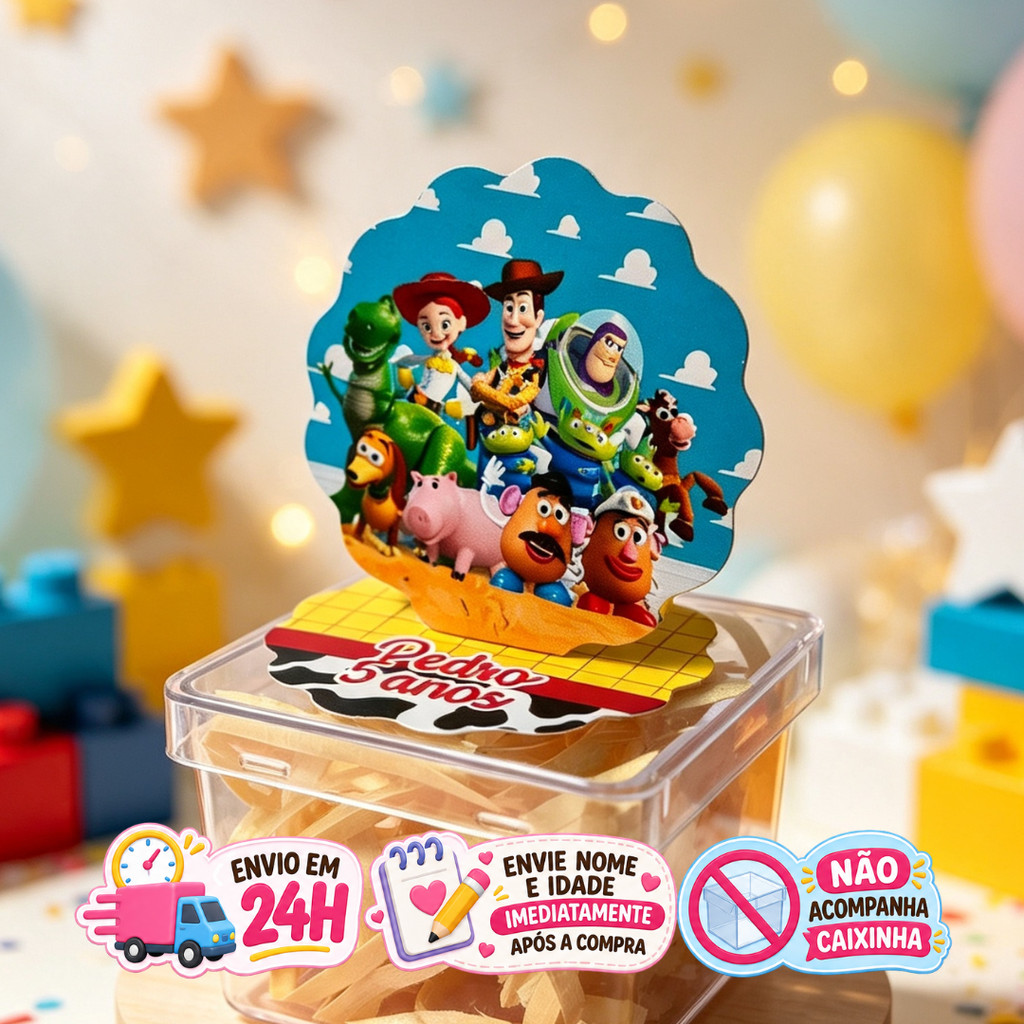 Aplique em Pé 3D Toy Story Personalizado Lembrancinha Festa Infantil Kit 10 a 50 unidades