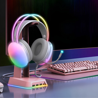 Headset com Fio Gamer Onistek ON-FN635 RGB Branco 50mm USB P2 com Controle de Volume
