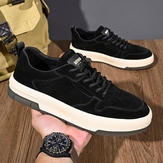 Niu camurça sapatos masculinos All-Match tênis de sola grossa sapatos de couro Nubuck respirável couro genuíno negócios 