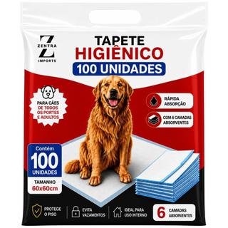 Tapete Higiênico para Cachorro 100 unidades Alta Absorção 60x60cm Descartável Ótima Duração