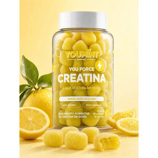Creatina 60 Gummy Zero Açúcar Youmint Sabor Limão Siciliano Academia Fitness Rotina Esportivo
