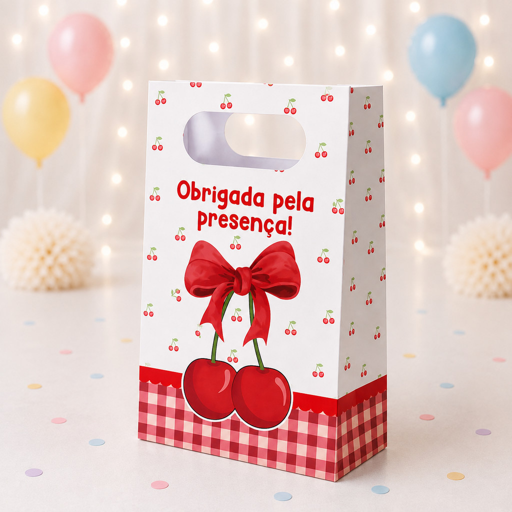 Sacolinha Personalizada Cerejinha Lembrancinha de festa infantil