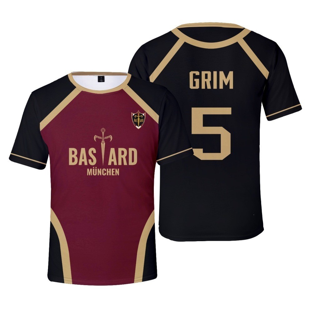 2026 verão novo produto azul bloqueio azul prisão preto vermelho camisa 3D impressão Digital esportes camiseta de manga 