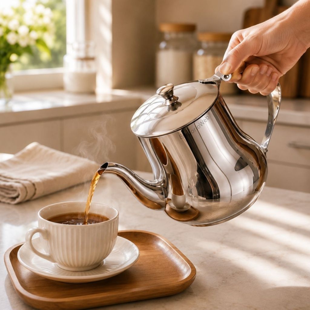 Chaleira de Aço Inox para Café, Chá e Leite, 3 Capacidades, Design Moderno e Fácil de Limpar