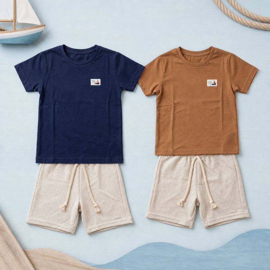 Conjunto Infantil Menino Camiseta Shorts Masculino Verão Confortável Estiloso Cotidiano Brincadeiras