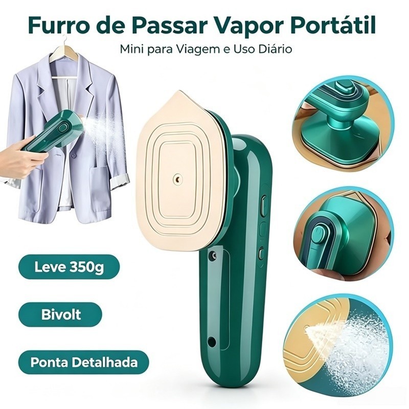Mini Ferro De Passar Roupa Cabe Na Mala Bolsa Viagem Bivolt