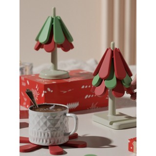 Árvore de natal resistente a altas temperaturas tapete de mesa doméstico chá Coaster Anti-escaldante esteira dobrável is