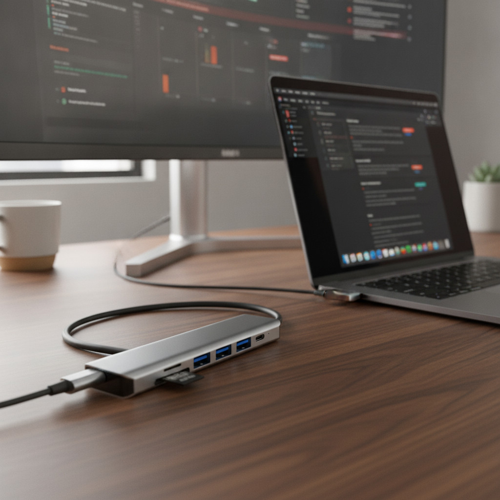 Hub Adaptador USB-C 7 Portas Premium HDMI 4K USB 3.0 Leitor SD/TF Notebook PC Profissional