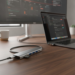 Hub Adaptador USB-C 7 Portas Premium HDMI 4K USB 3.0 Leitor SD/TF Notebook PC Profissional