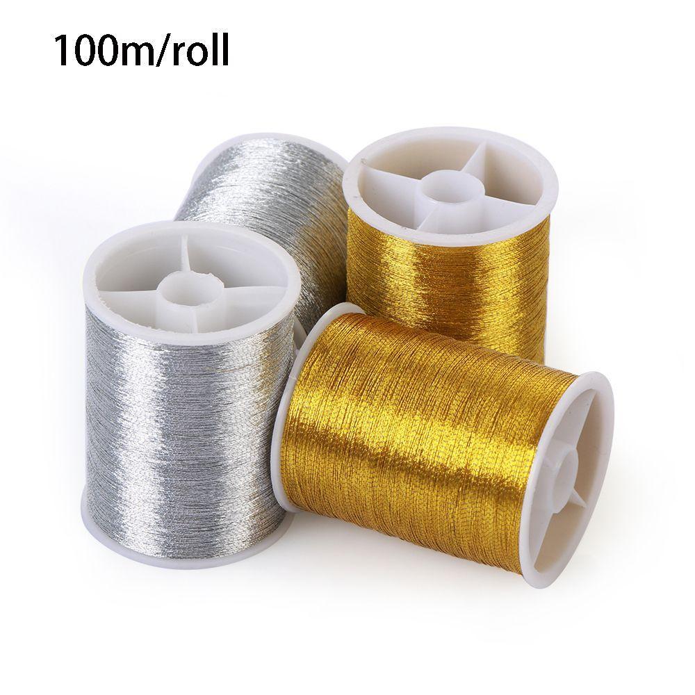 100 Metros De Fio Metalizado Dourado E Prata - Linha Para Bordar, Ponto Cruz E Costura Artesanal