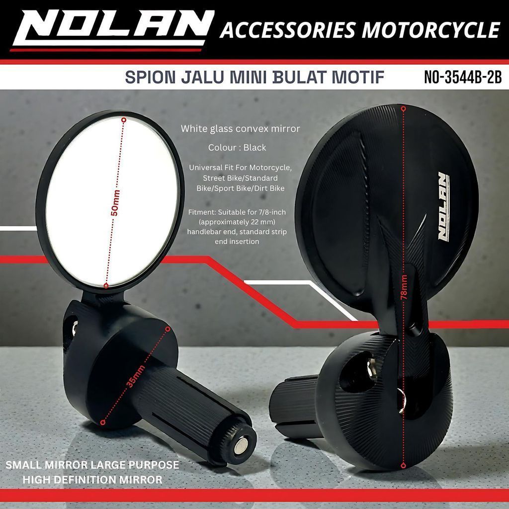 NOLAN Espelho Completo De Barra De Liga De Alumínio MINI Redondo UNIVERSAL Para Todos Os Guidãos De Motocicleta Reino Un