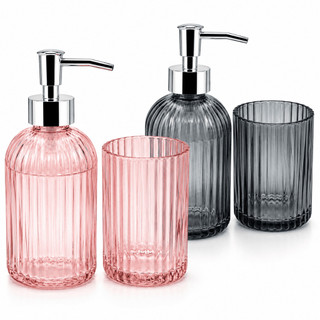 Kit Banheiro Lavabo de Vidro Dispenser Sabonete Líquido