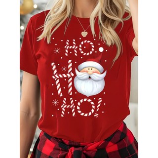 Camiseta Feminina de Natal 2026 HoHo Papai Noel Santa Claus 100% Algodão