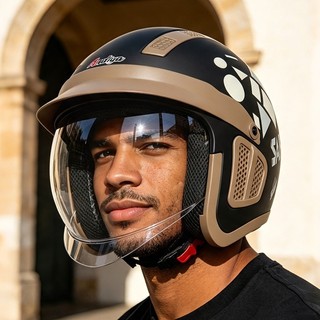 Capacete de motocicleta Capacete de três quartos com lente interna meio capacete unissex Universal