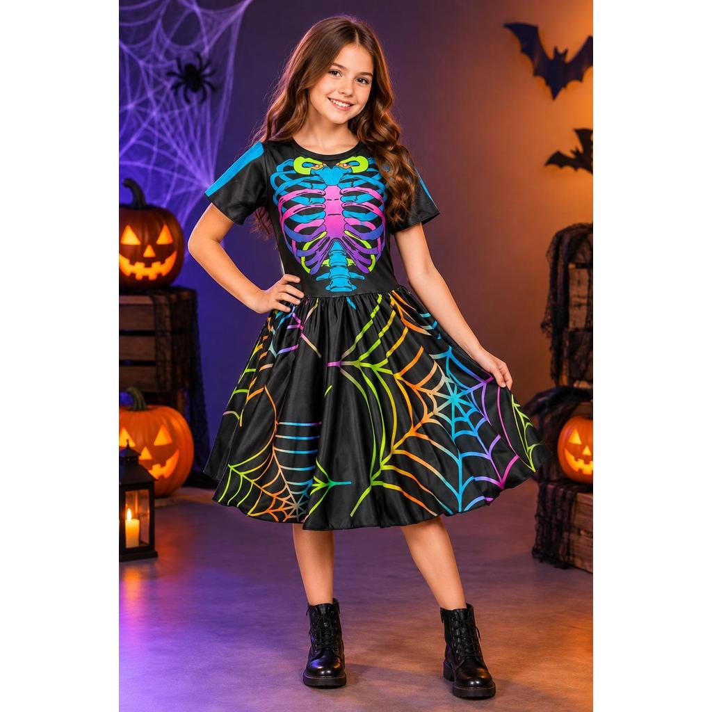 Fantasia Caveira Mexicana Infantil Esqueleto de Halloween