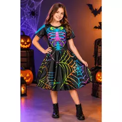 Fantasia Caveira Mexicana Infantil Esqueleto de Halloween