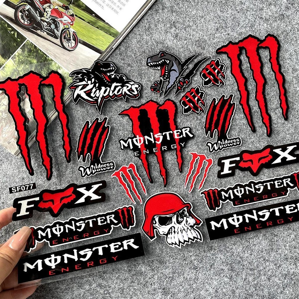 Adesivo decorativo para carroceria de motocicleta, modelo 2026, com estampa de fantasma/pata de gato, refletivo e à prov