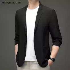 XUANY Blazer Casual Masculino Leve Terno De Negócios Jaqueta Preta Luto