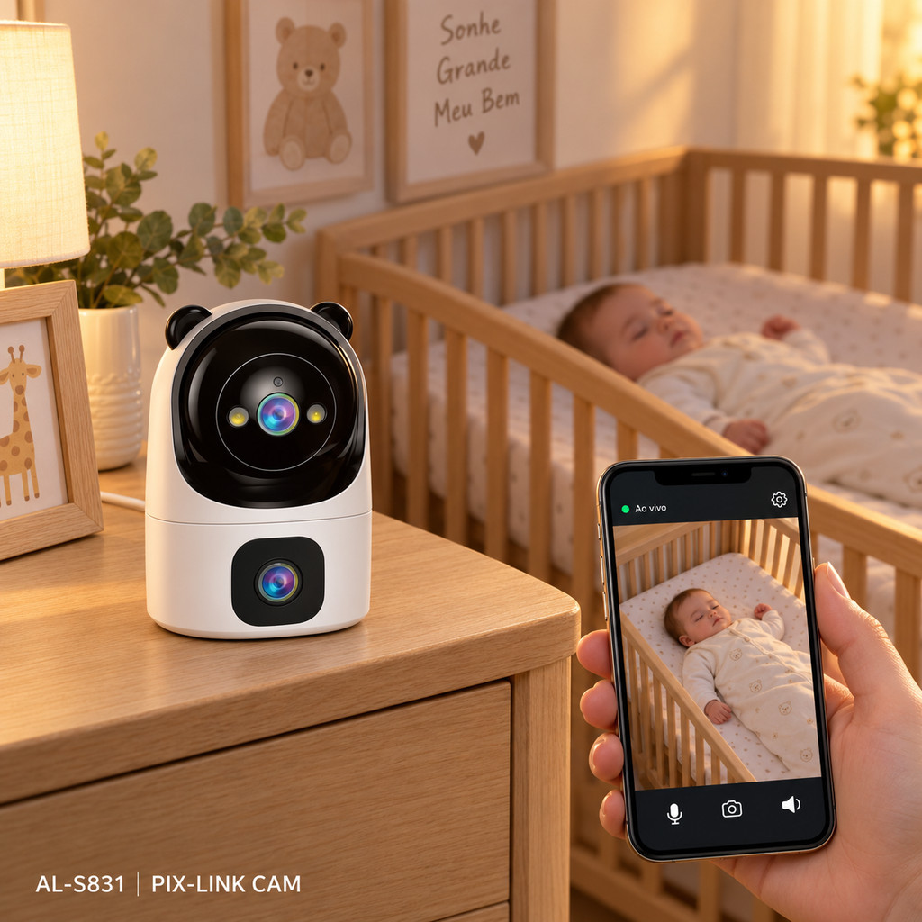 Câmera de Segurança Wi-Fi Babá Eletrônica para Bebê e Idosos com Monitoramento pelo Celular