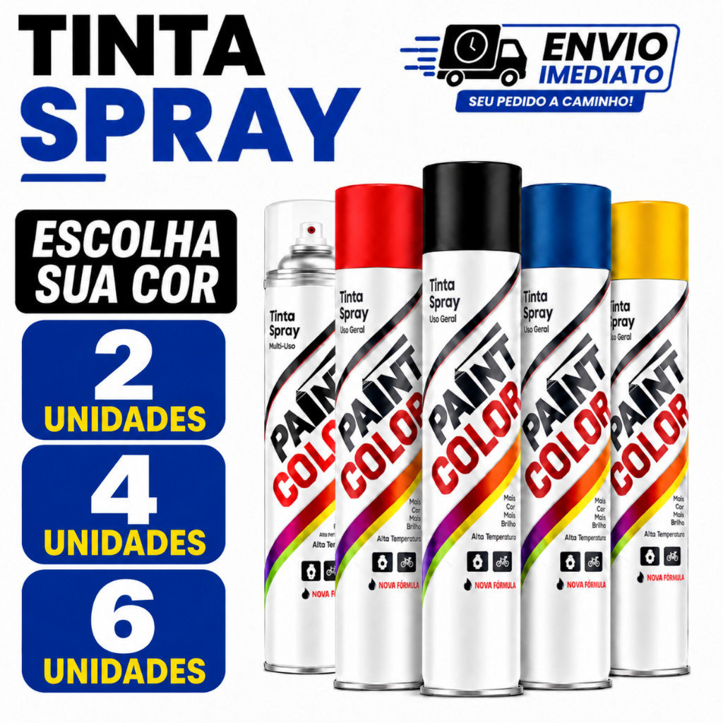 Kit 2/4/6 Tintas Spray Paintcolor Uso Geral Metalica Alta Temperatura Escolha sua Cor