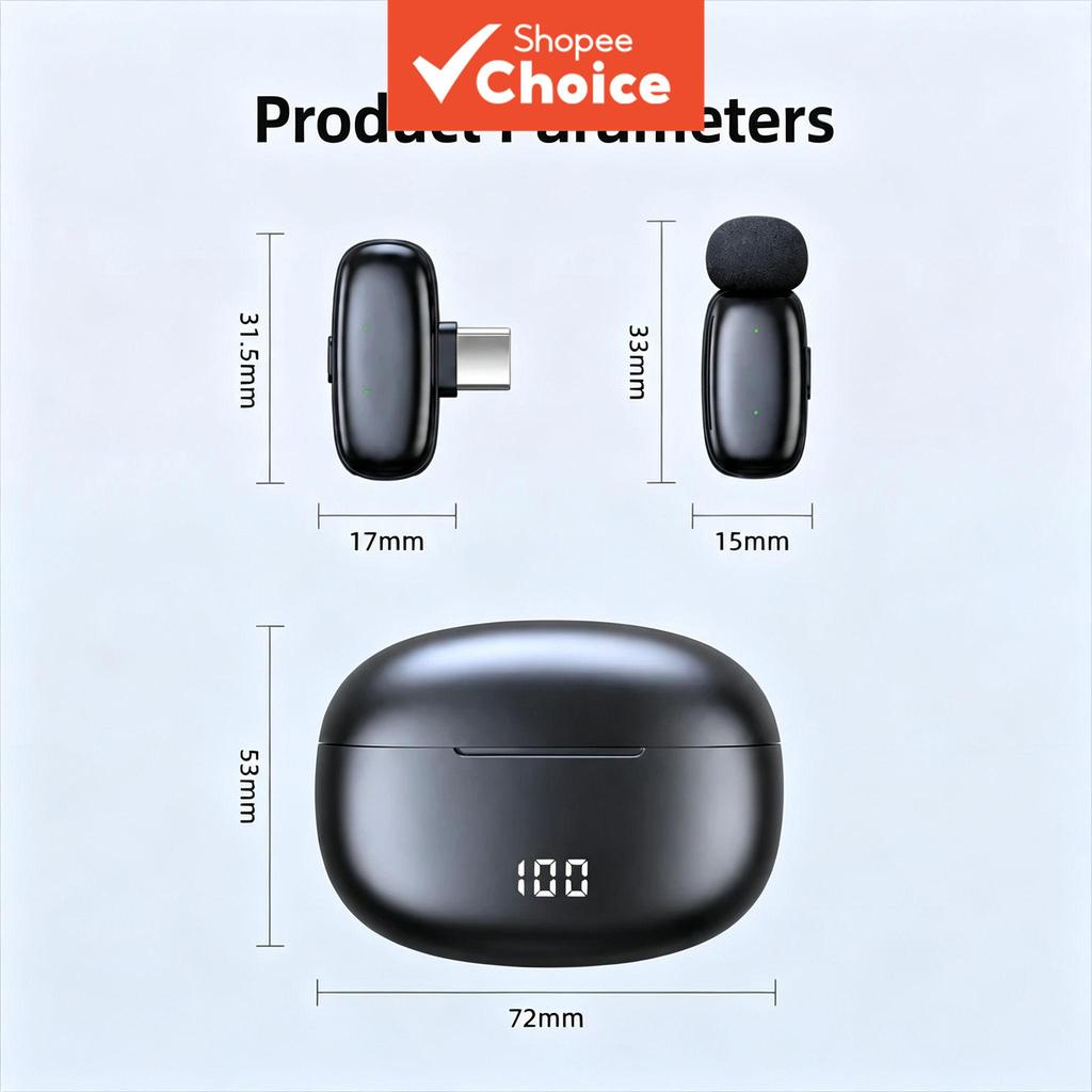 Mini 2 Microfone de Lapela Sem Fio com Redução de Ruído AI para Vlogs e Transmissões ao Vivo
