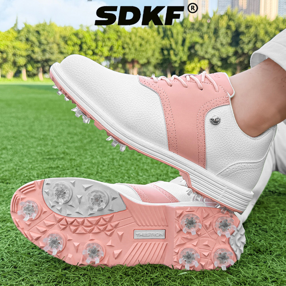 Sapatos De Golfe Femininos SDKF , Parte Superior De Couro Com Pontas , Tênis Impermeáveis Casuais Leves , Resistentes Ao