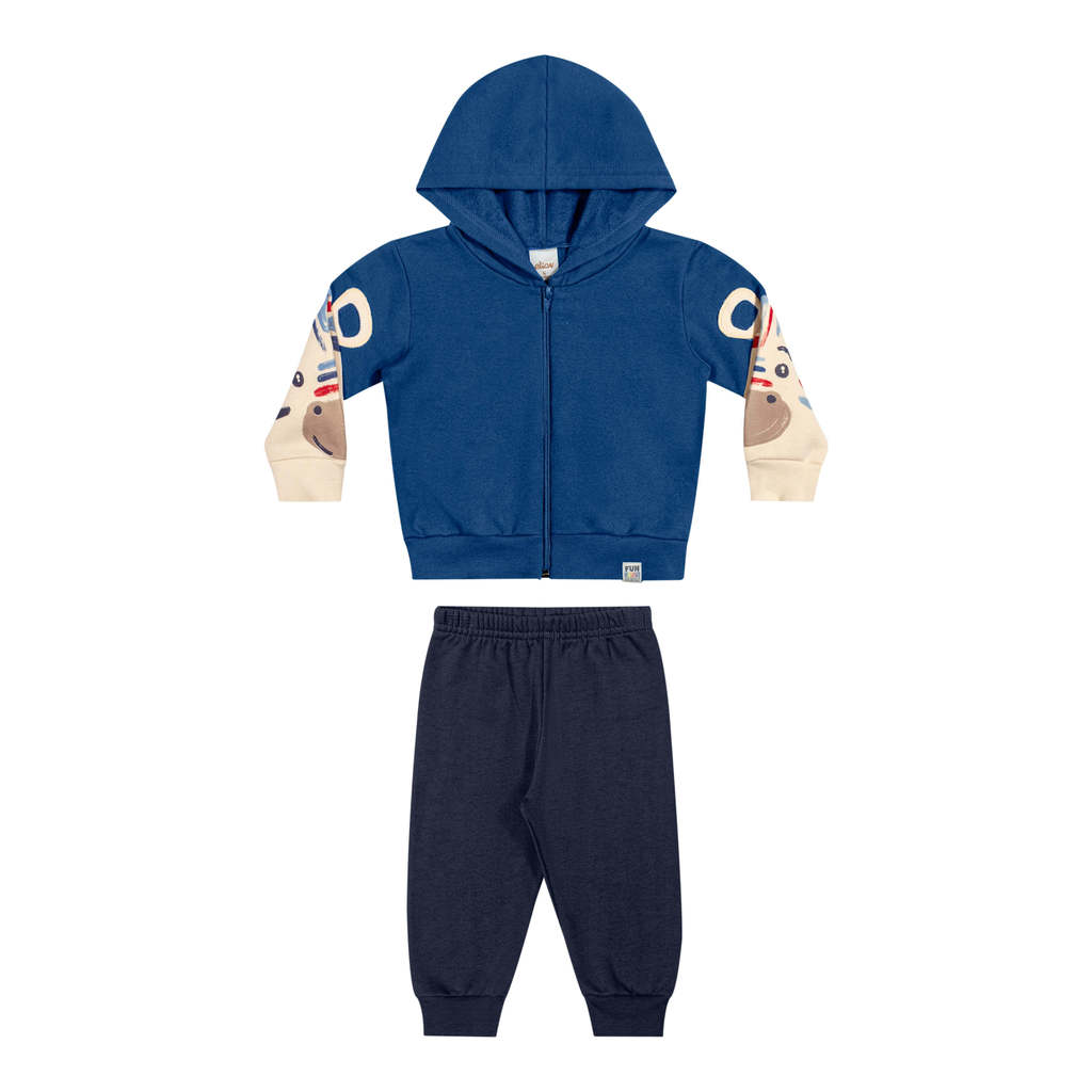 Conjunto Bebê Menino Manga Longa Fun Elian Azul