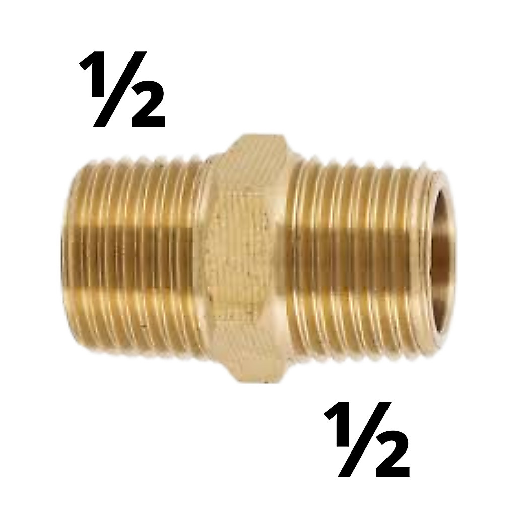 Conector Emenda Niple Duplo Latão Rosca 1/2 x 1/2 Instalação Gás — imagem 2 de 2