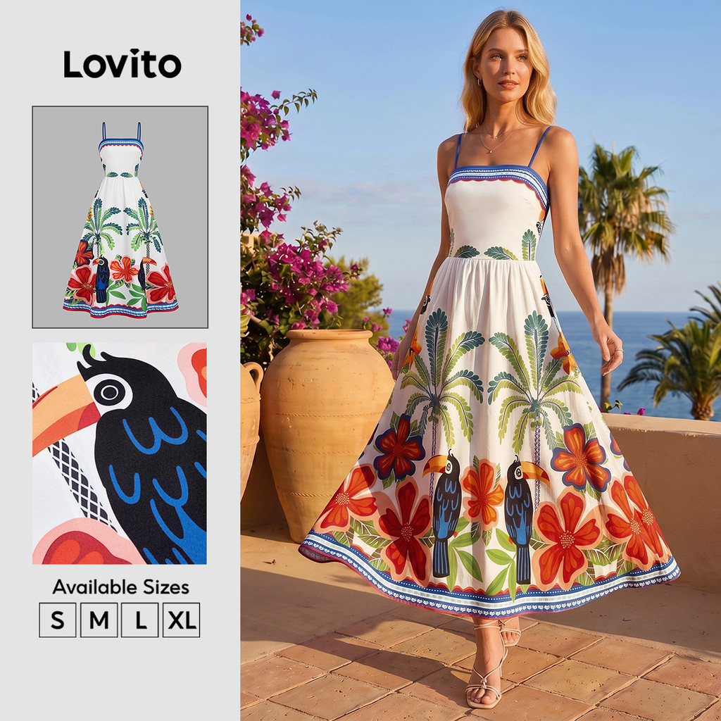 Lovito Vestido Feminino Férias com Zíper Ideal para Primavera e Verão L34LDR082