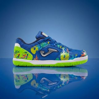Chuteira Infantil Futsal Joma Top Flex Azul e Verde