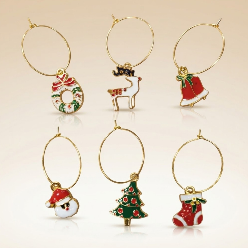 Marca Taças de Natal - 3cm - 6 unidades - Aço Inoxidável | Decoração | Mesa Posta