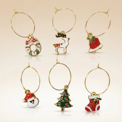 Marca Taças de Natal - 3cm - 6 unidades - Aço Inoxidável | Decoração | Mesa Posta