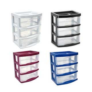 Gaveteiro de Mesa Colorido 3 gavetas transparentes  Agraplast  Cod.775 Promoçao