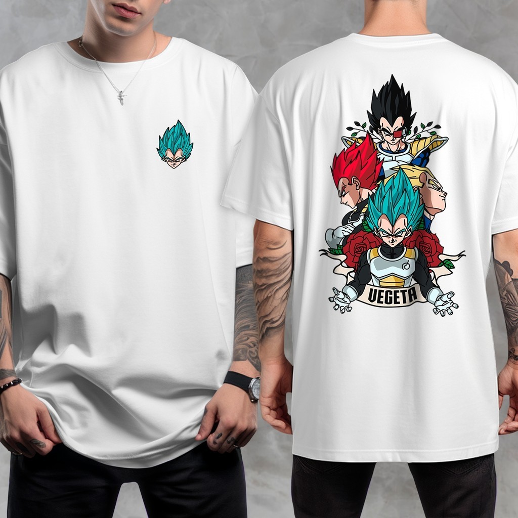 2026 Novo Camiseta Unissex 100% Algodão Estampa Frente e Costas Personagens Anime Camiseta Oversized Streetwear