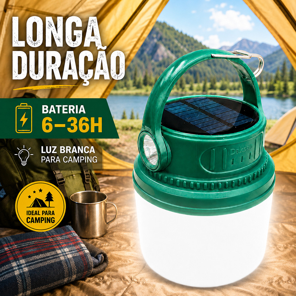 Luz de acampamento Luminária Solar e Usb Recarregável Led 6-36H Brilho Duradouro À Prova D'água Lanterna Para Barraca