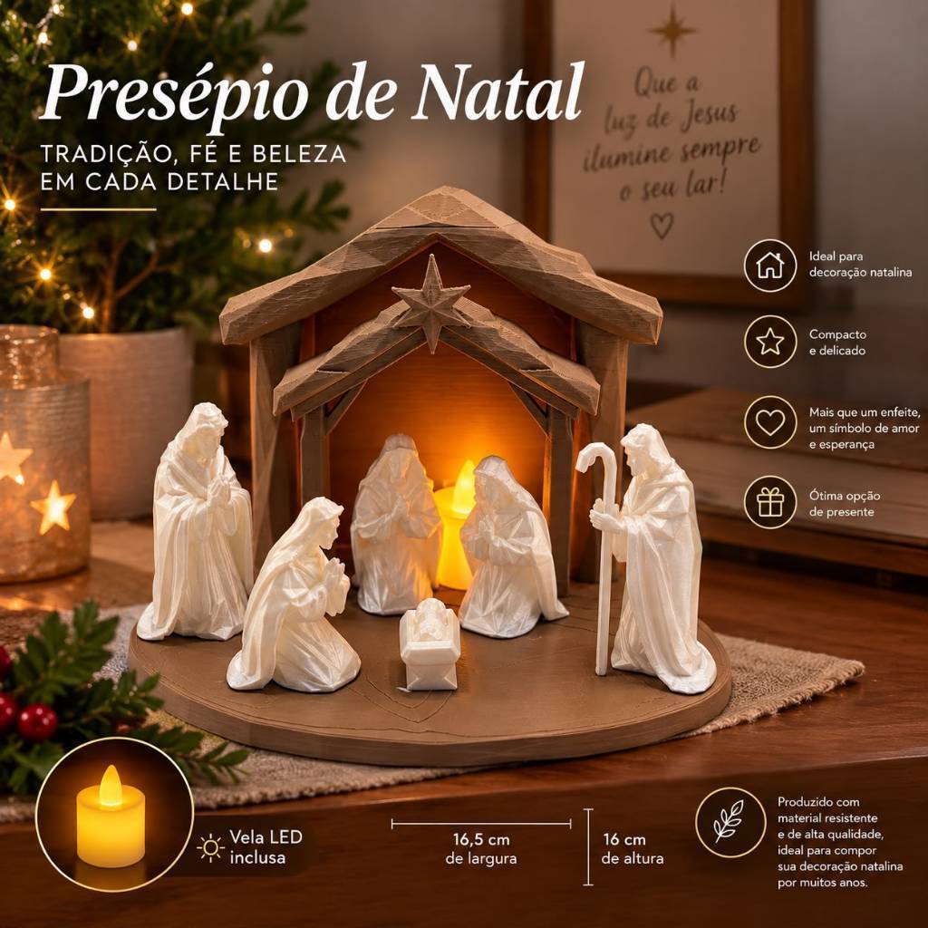 Presépio de Natal com Iluminação LED
