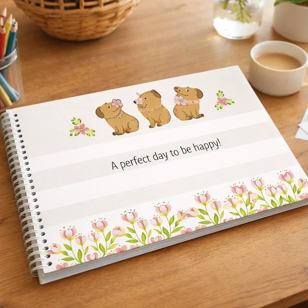 Caderno Sketchbook Capivarinhas Cartografia Desenho Capa Personalizada Folhas Variadas Arte Criativa