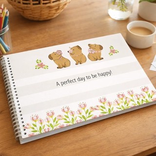 Caderno Sketchbook Capivarinhas Cartografia Desenho Capa Personalizada Folhas Variadas Arte Criativa