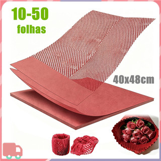 10-50 Papel Colmeia Kraft para Embalagem, Proteção de Produtos Envios, Floricultura embrulhado papel flor, Vermelho