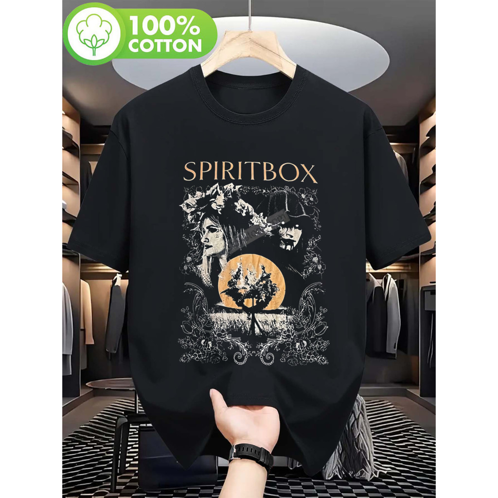 [Camiseta Premium em Algodão Puro]GXG Camiseta Masculina Spiritbox Holy Roller Vintage Básica Oversized 100% Algodão