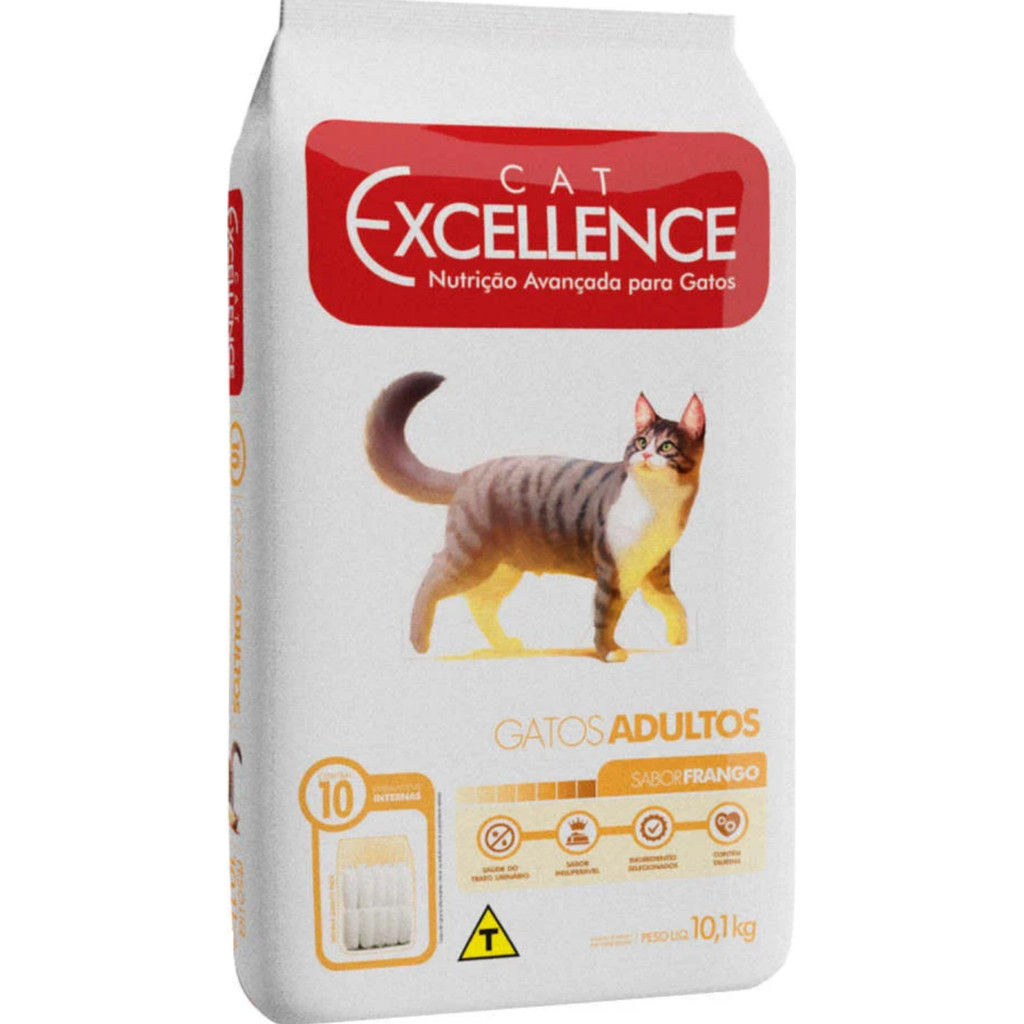 Ração Cat Excellence Gatos Adultos Sabor Frango 10,1kg Premium Especial