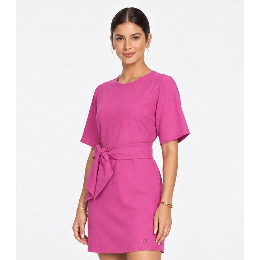 Vestido Curto Feminino Com Cinto Endless Rosa