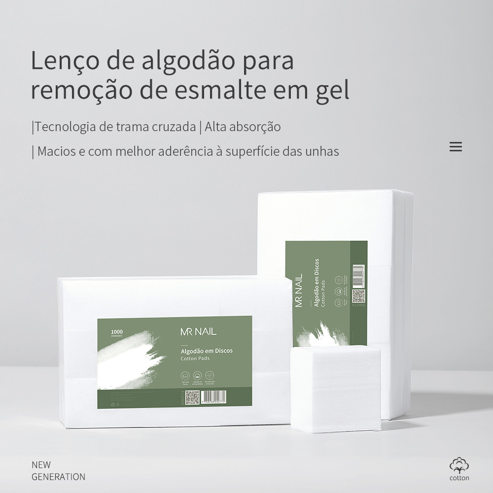 MR NAIL Algodão em Discos Sem Fiapos 1000 Unidades para Remoção de Gel e Limpeza de Unhas